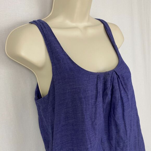 Eileen Fisher Dress Women XS Purple Shift Sundress Metallic Micro Stripe Pockets - Picture 2 of 13